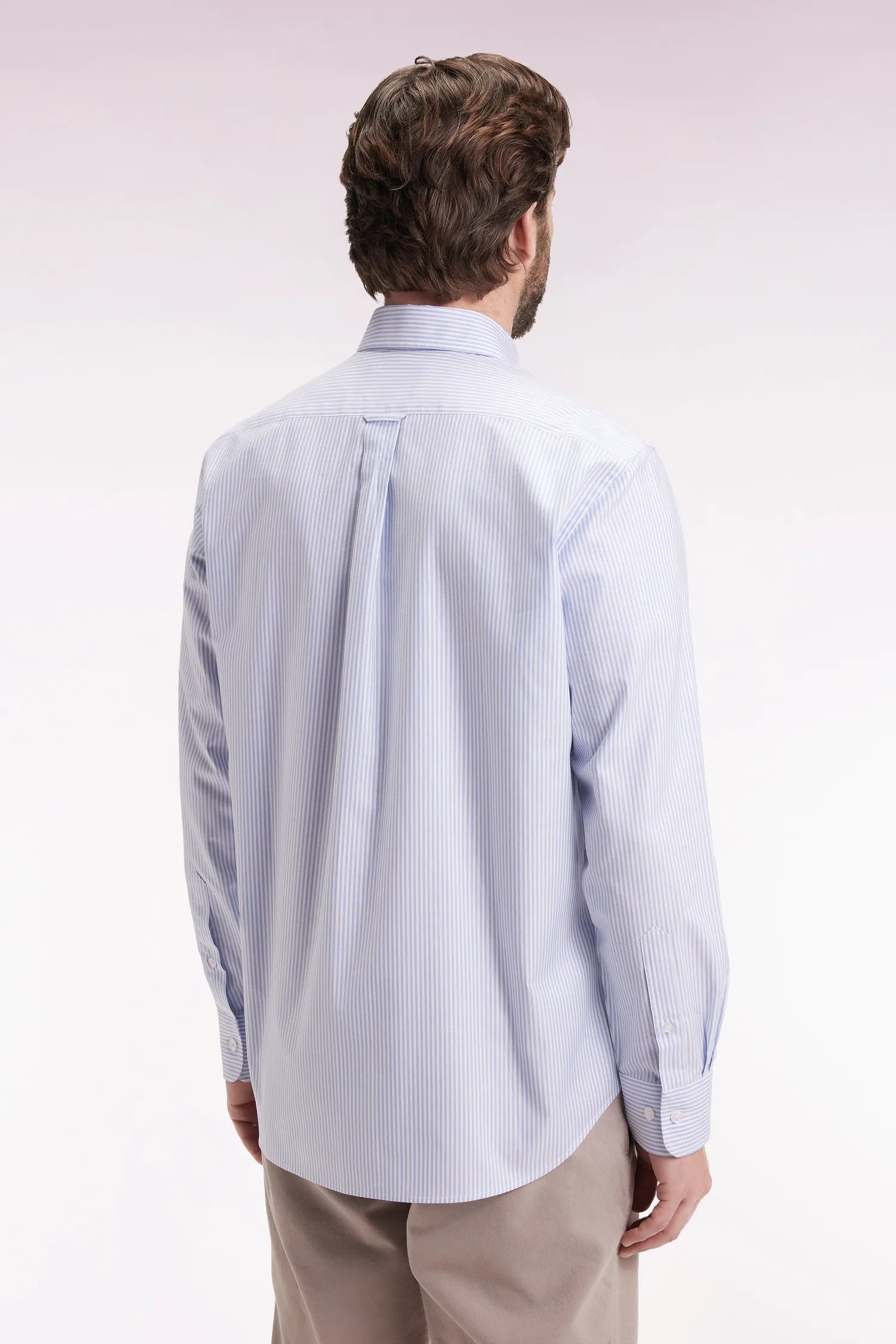 Eden Park_0_Striped Cotton Shirt in Sky Straight Cut_H25CHECL0032_BLM12_05