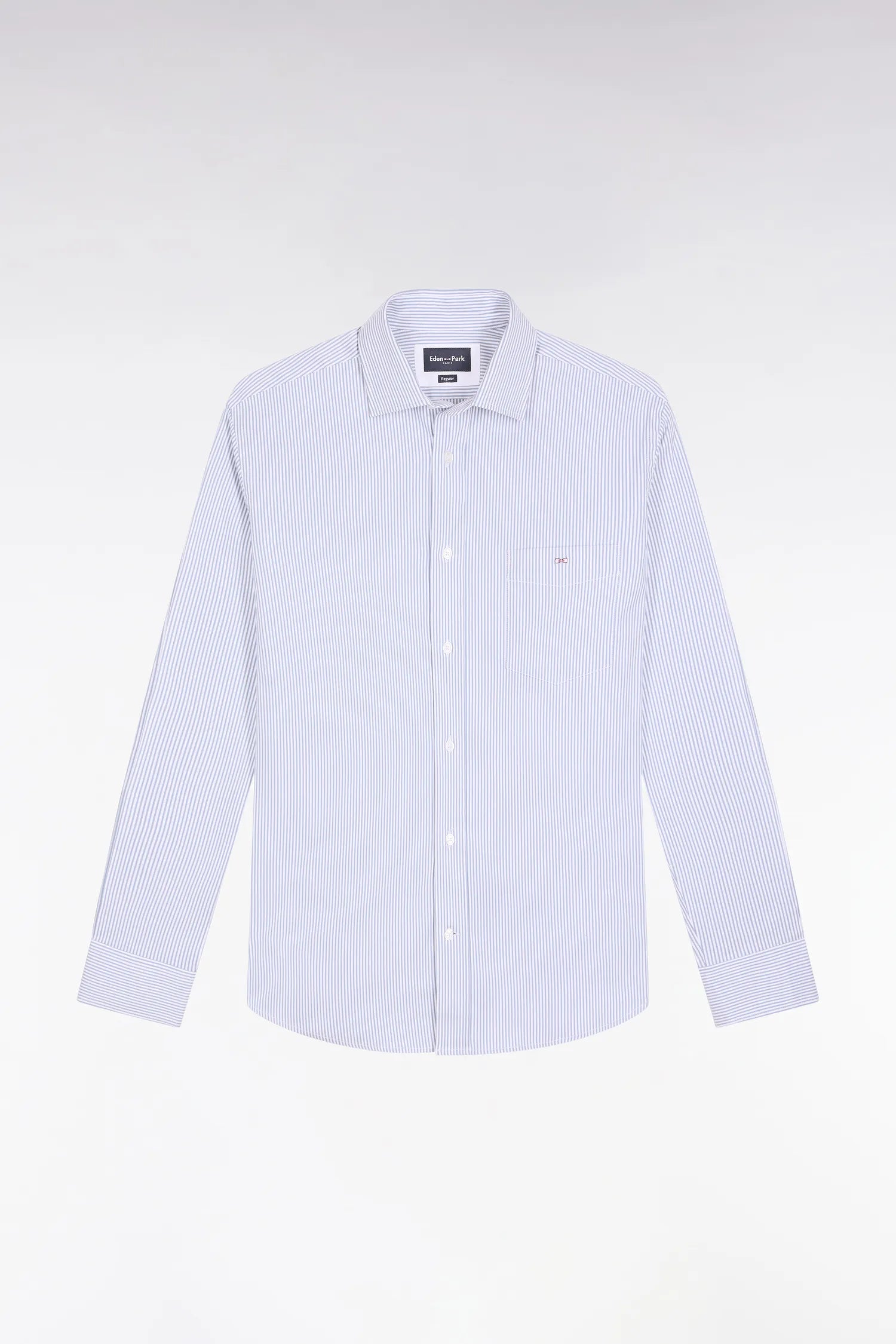Eden Park_0_Striped Cotton Shirt in Sky Straight Cut_H25CHECL0032_BLM12_06
