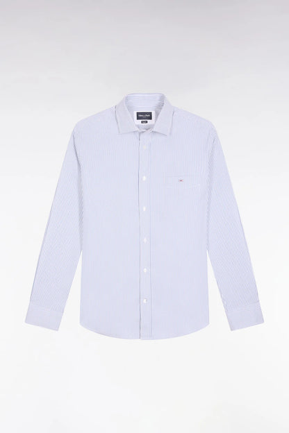 Eden Park_0_Striped Cotton Shirt in Sky Straight Cut_H25CHECL0032_BLM12_06