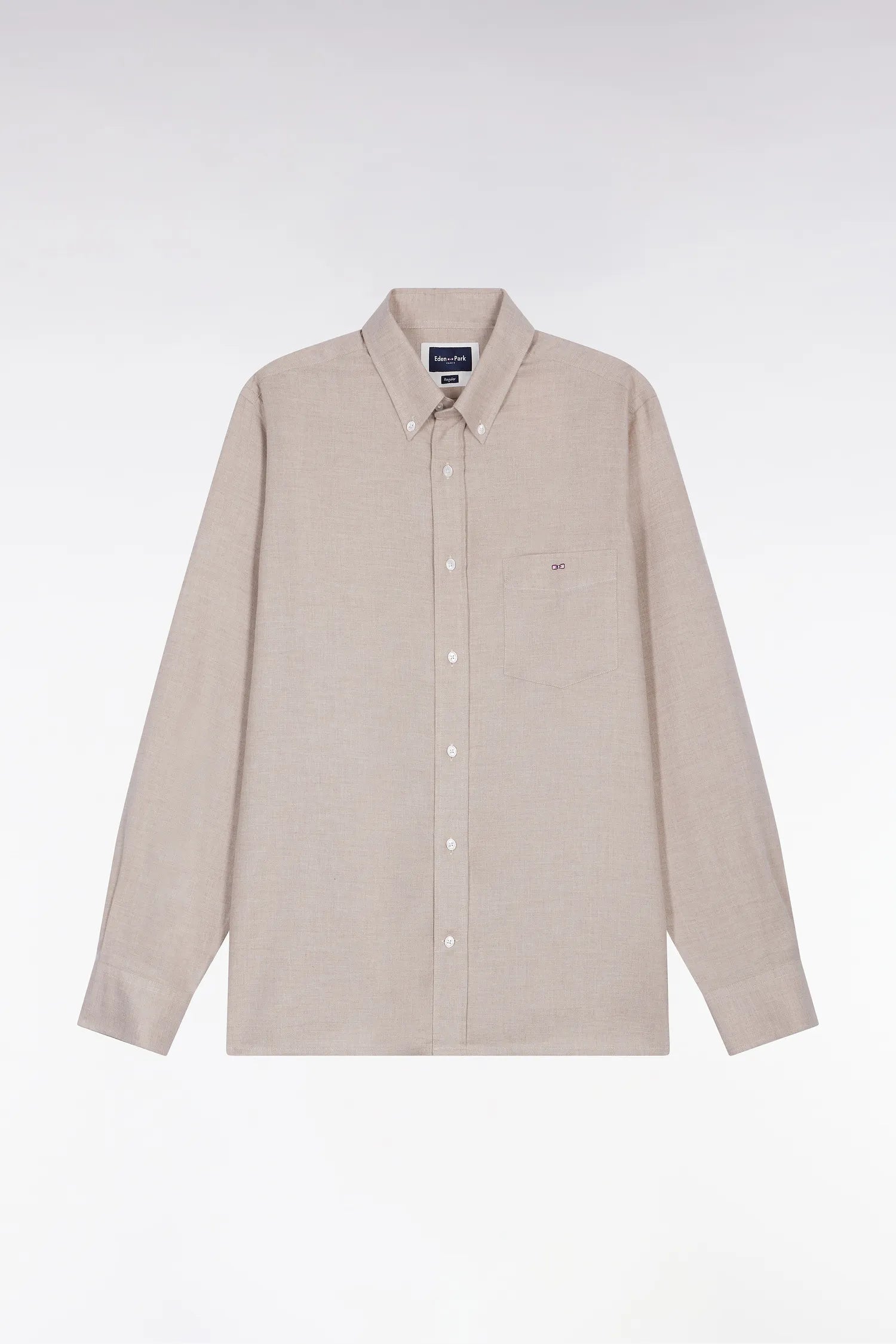 Eden Park_Beige_Beige Flannel Shirt Straight Cut_H25CHECL0043_BEC13_02