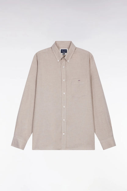 Eden Park_Beige_Beige Flannel Shirt Straight Cut_H25CHECL0043_BEC13_02