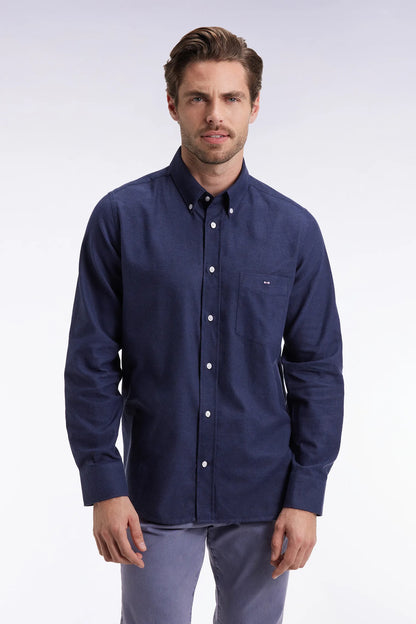 Eden Park_Blue_Straight Cut Navy Flannel Shirt_H25CHECL0043_BLF27_01