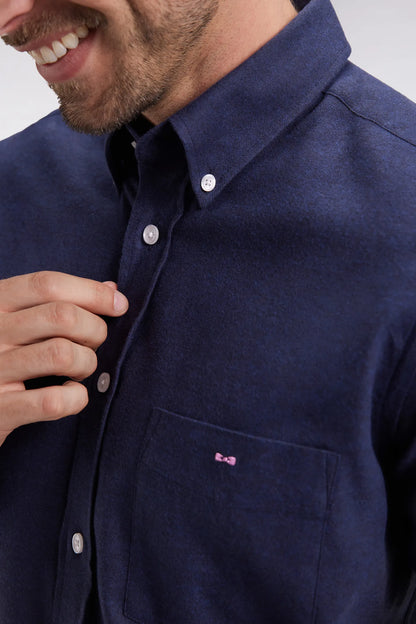 Eden Park_Blue_Straight Cut Navy Flannel Shirt_H25CHECL0043_BLF27_04