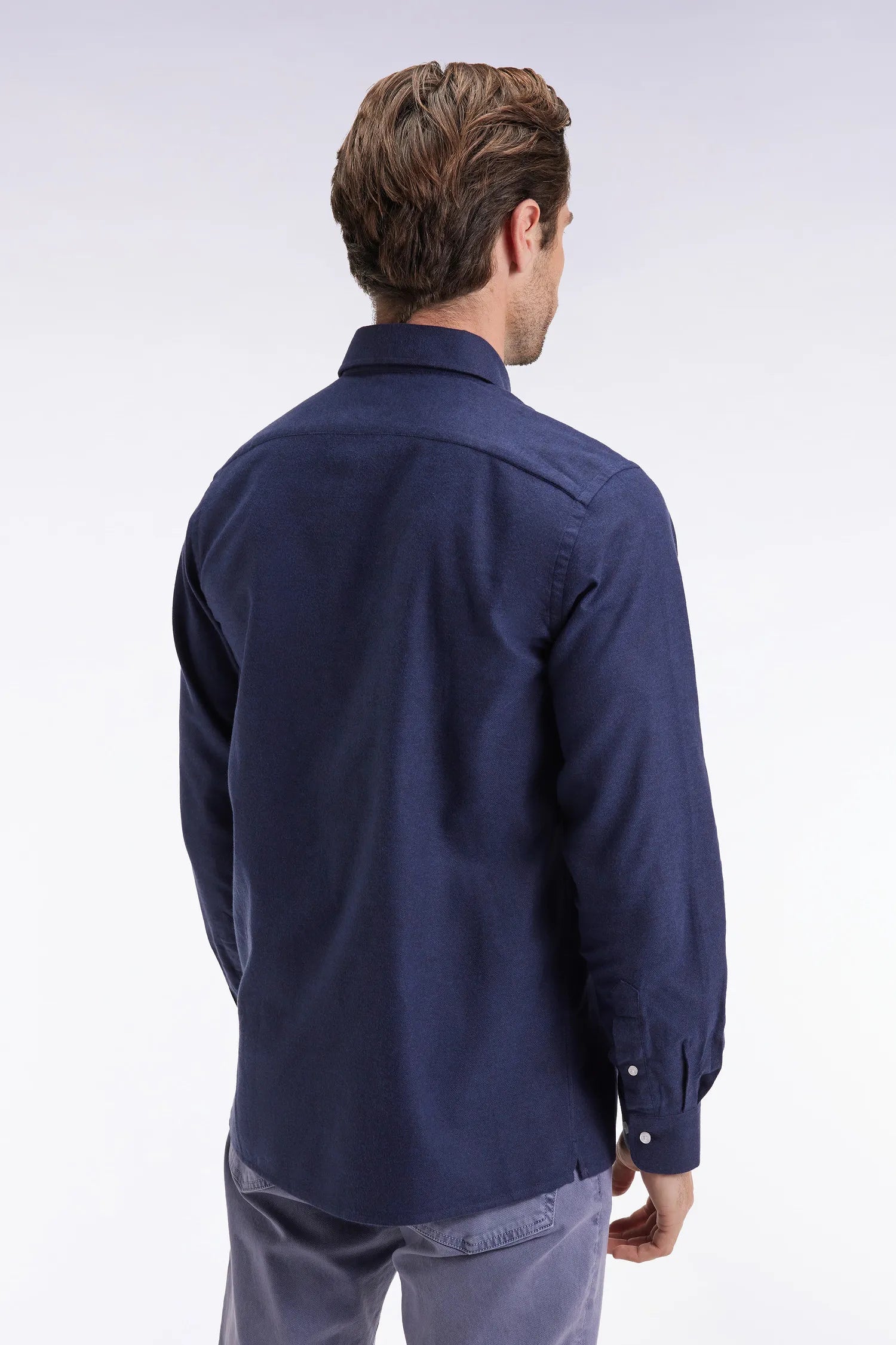 Eden Park_Blue_Straight Cut Navy Flannel Shirt_H25CHECL0043_BLF27_05