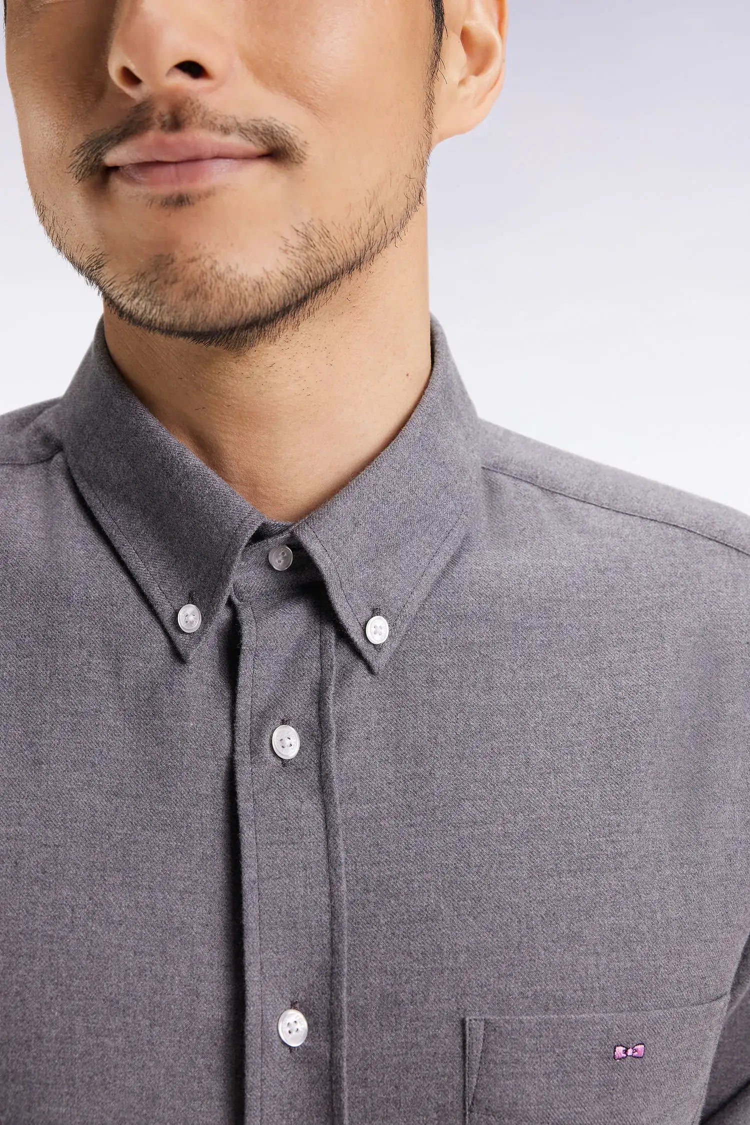Eden Park_0_Grey Flannel Shirt with a Straight Cut_H25CHECL0043_GRF10_04