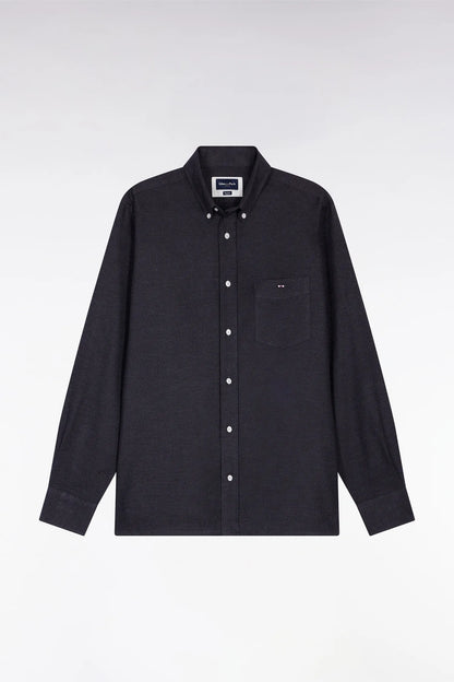 Eden Park_0_Straight Cut Dark Grey Flannel Shirt_H25CHECL0043_GRF11_02