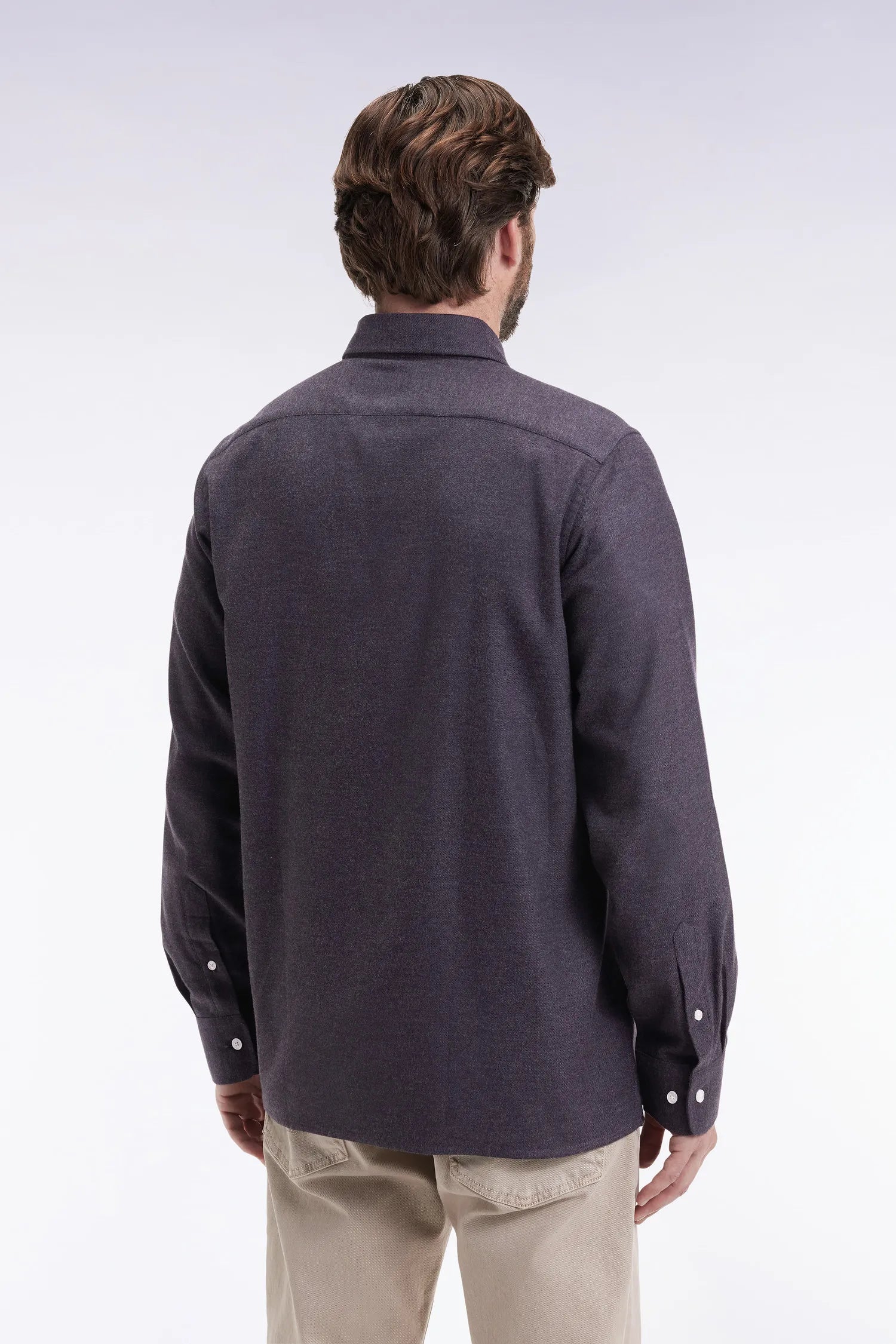 Eden Park_0_Straight Cut Dark Grey Flannel Shirt_H25CHECL0043_GRF11_05