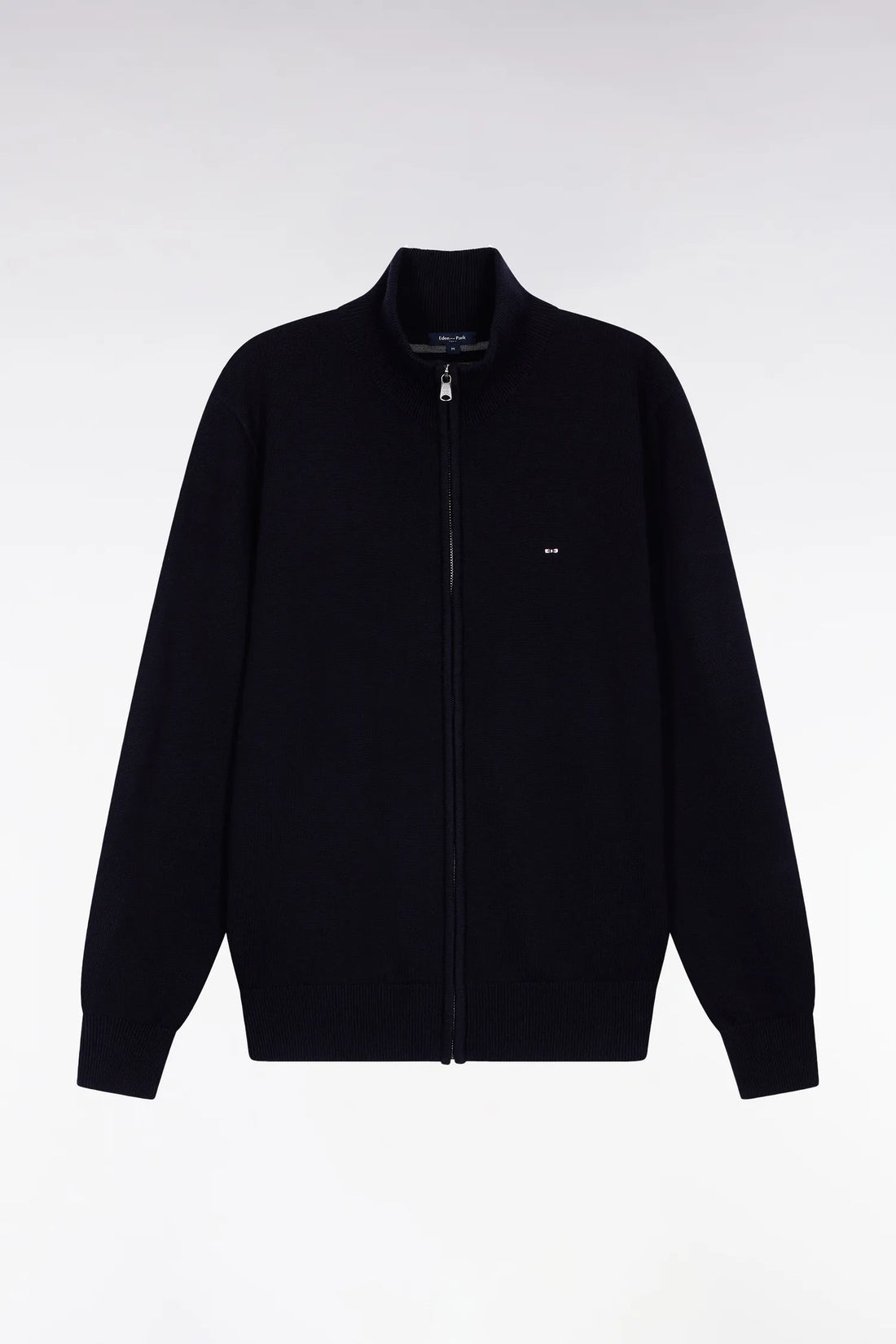 Eden Park_Blue_Zipped Cardigan in Wool and Navy Cotton Straight Cut_H25MAICA0001_BLF27_02