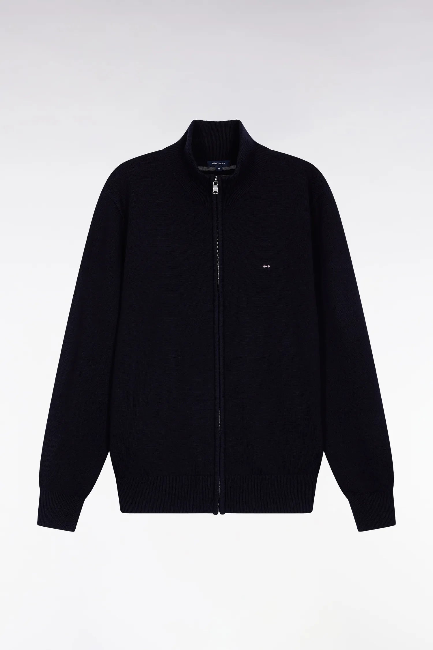 Eden Park_Blue_Zipped Cardigan in Wool and Navy Cotton Straight Cut_H25MAICA0001_BLF27_02