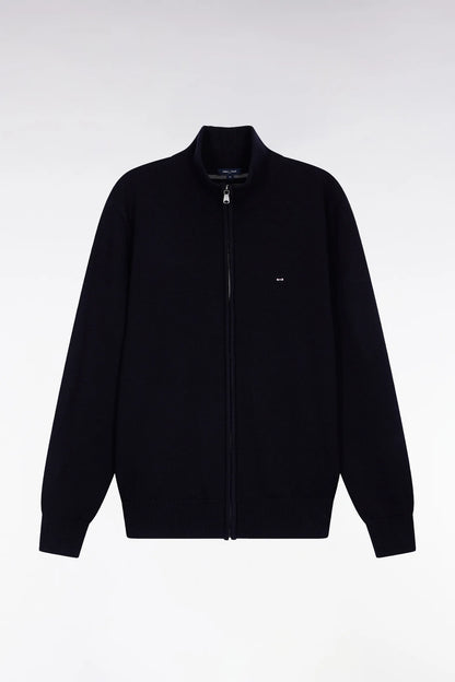 Eden Park_Blue_Zipped Cardigan in Wool and Navy Cotton Straight Cut_H25MAICA0001_BLF27_02