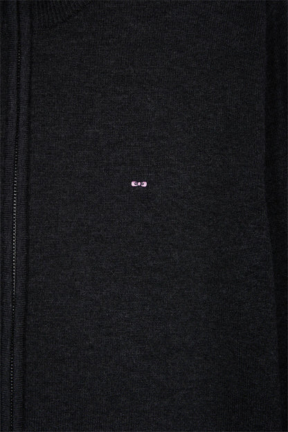 Eden Park_Grey_Straight Cut Dark Grey Wool and Cotton Zip-Up Cardigan_H25MAICA0001_GRF7_06