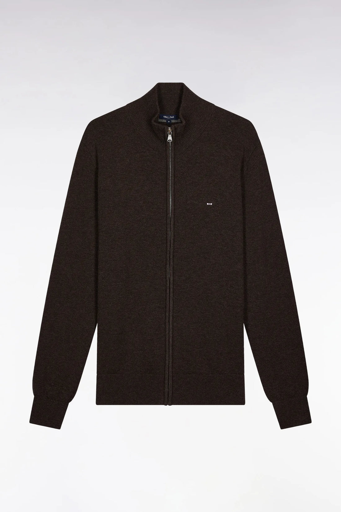 Eden Park_Brown_Brown Wool and Cotton Zip-Up Cardigan with a Straight Cut_H25MAICA0001_MAM20_02