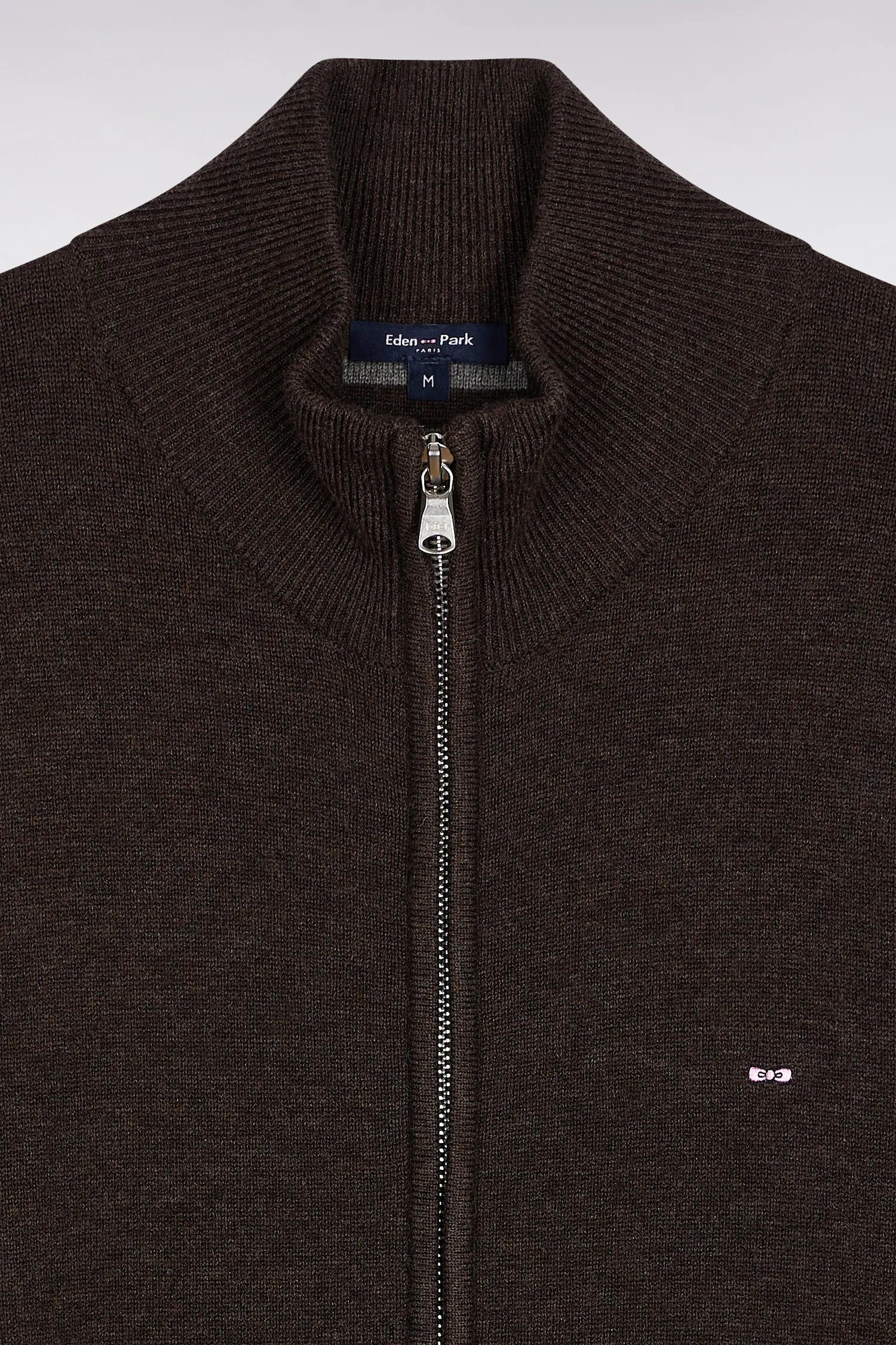 Eden Park_Brown_Brown Wool and Cotton Zip-Up Cardigan with a Straight Cut_H25MAICA0001_MAM20_06
