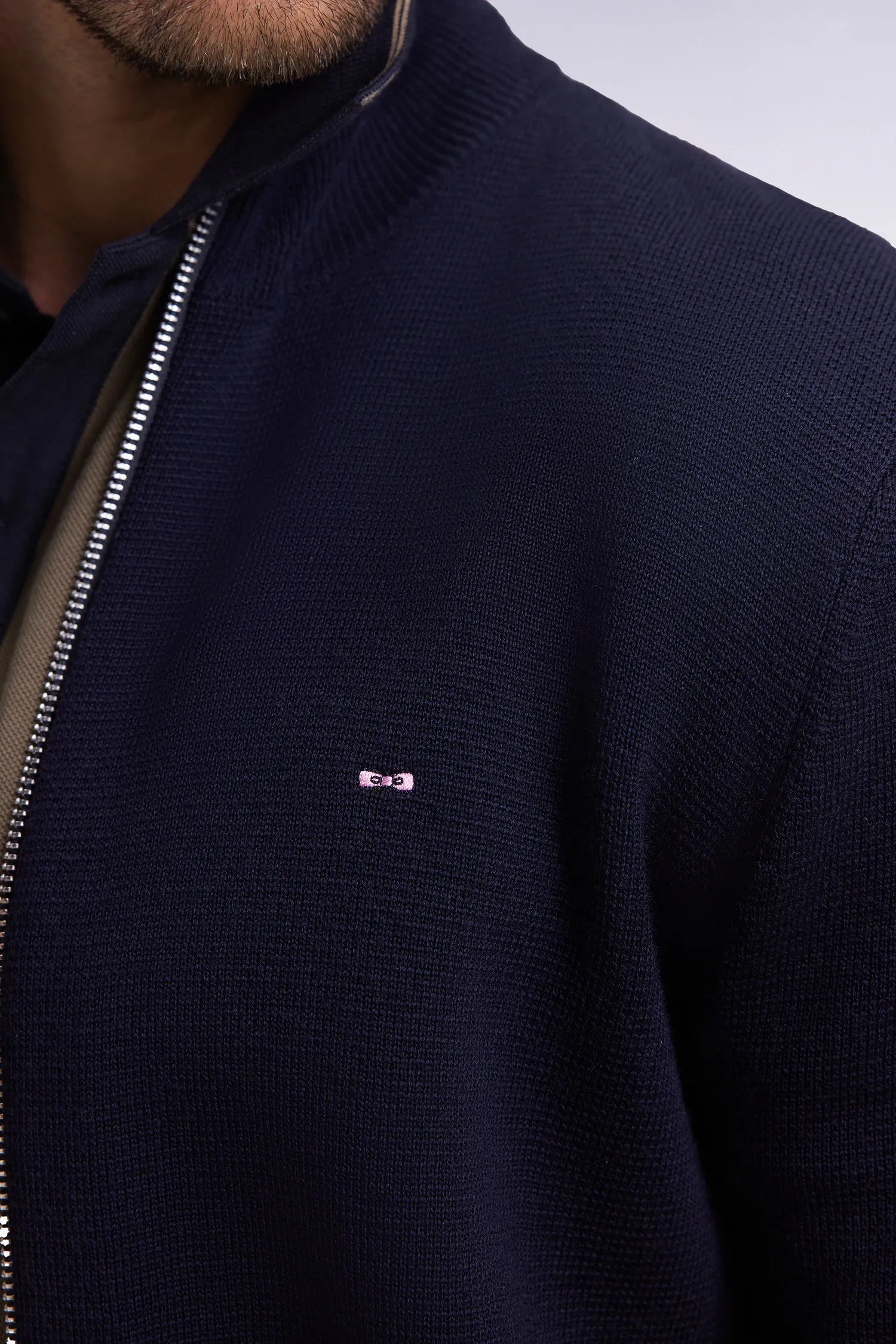 Eden Park_Blue_Straight Cut Navy Merino Wool Cardigan_H25MAICA0007_BLF_03