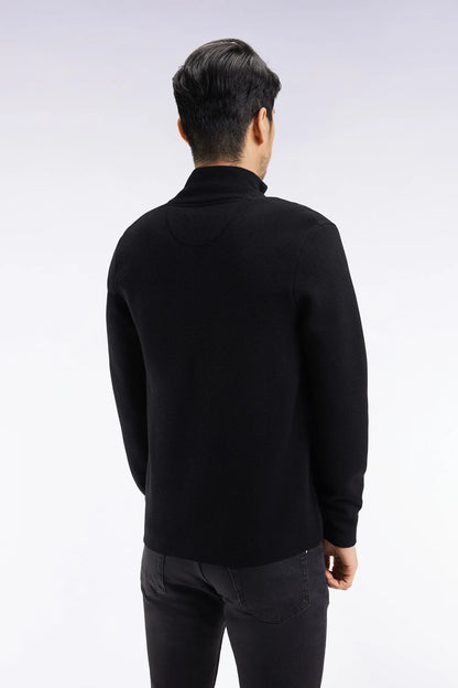 Eden Park_Black_Straight Cut Black Merino Wool Cardigan_H25MAICA0007_NO_05