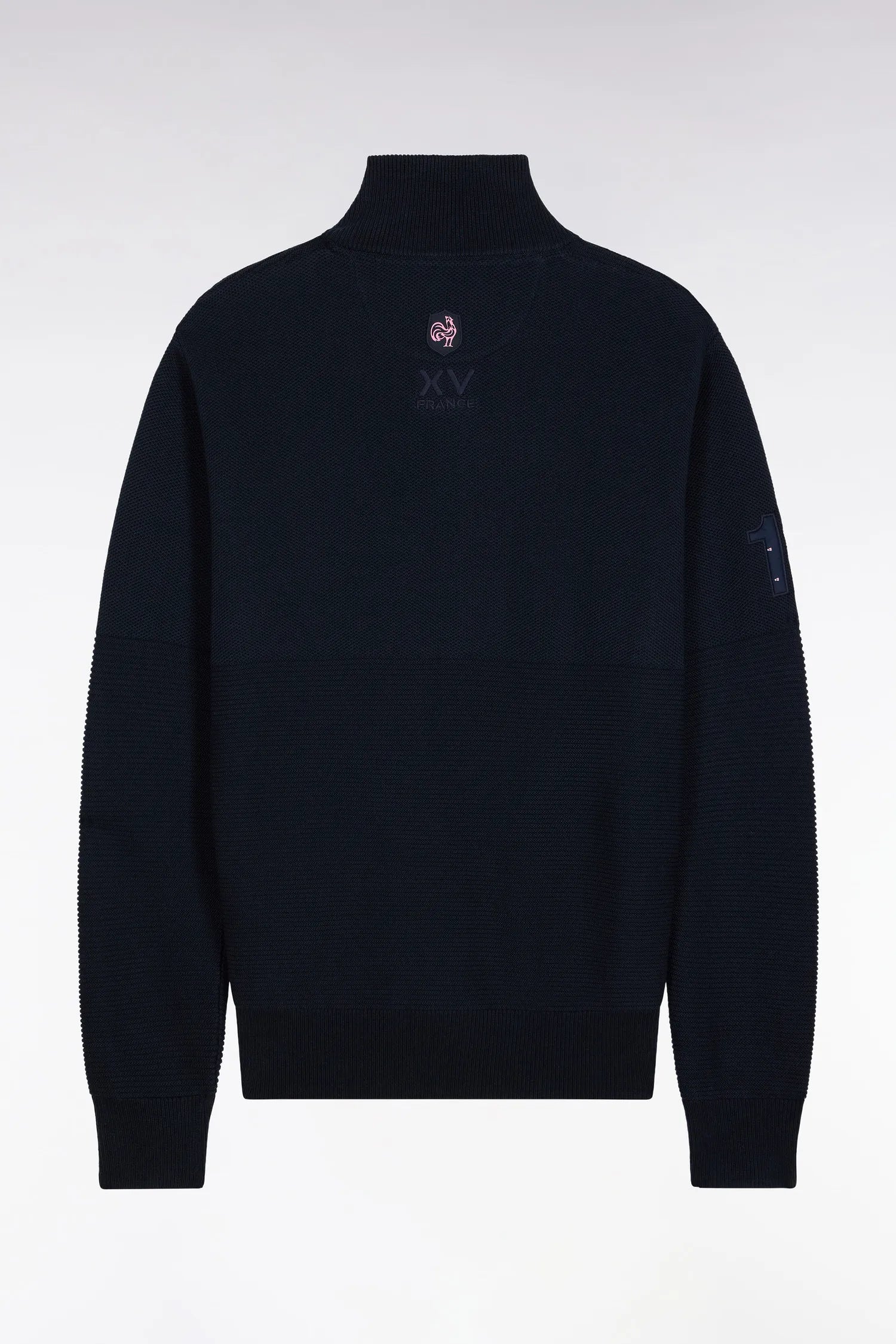 Eden Park_Blue_XV De France Zipped Cardigan in Navy Cotton_H25MAICA0034_BLF_02