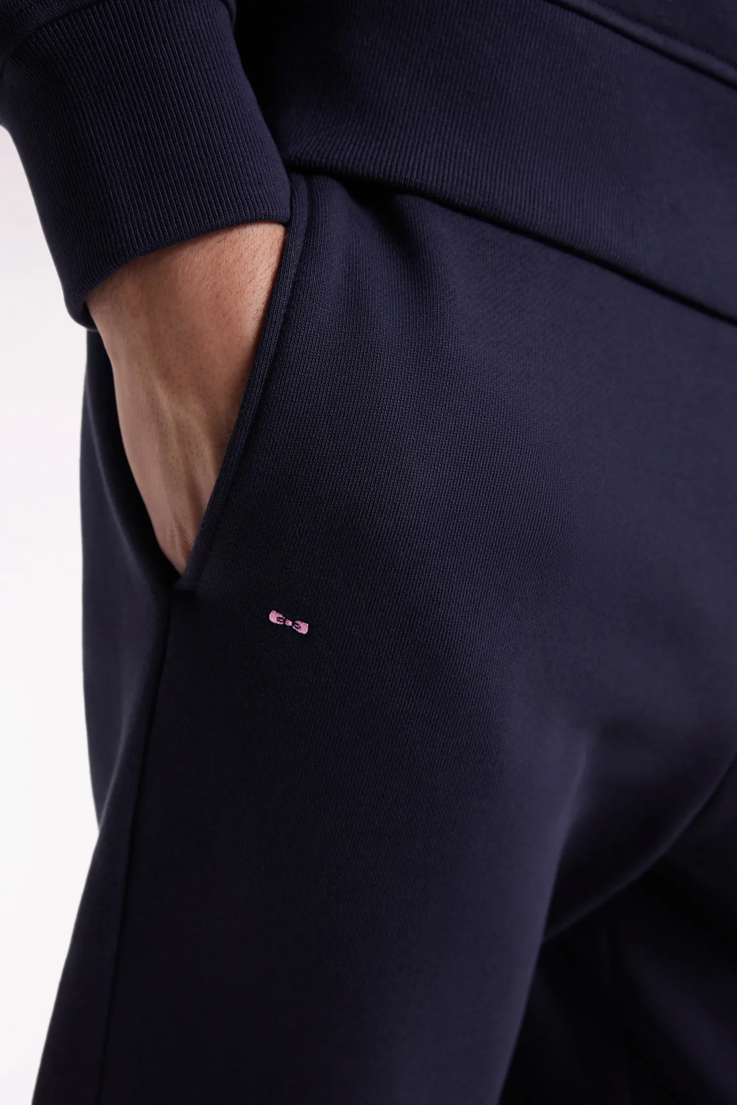 Eden Park_Blue_Straight Cut Navy Brushed Fleece Joggers_H25MAIJO0002_BLF_03