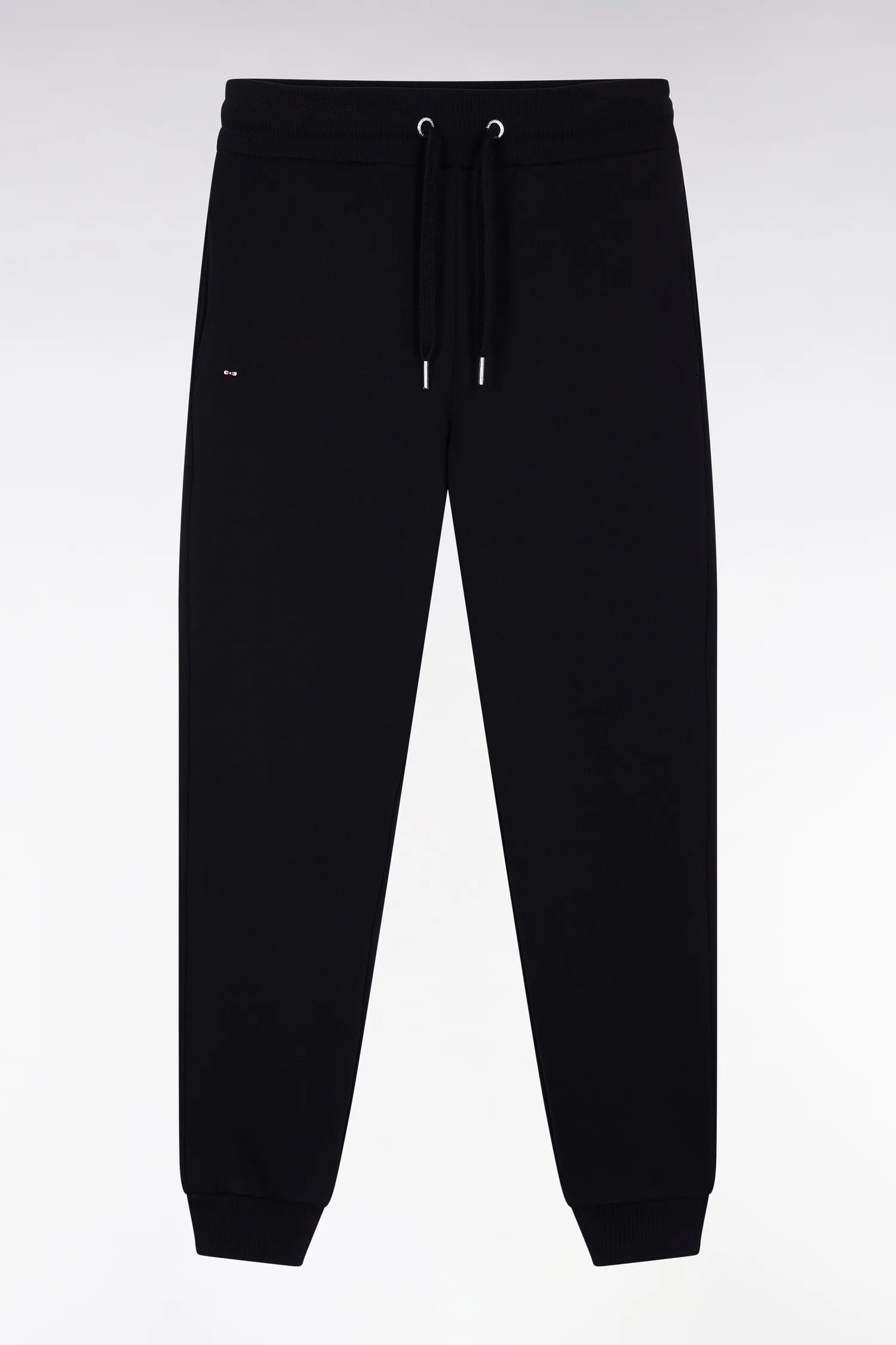 Eden Park_Black_Black Brushed Fleece Joggers with Straight Cut_H25MAIJO0002_NO_02