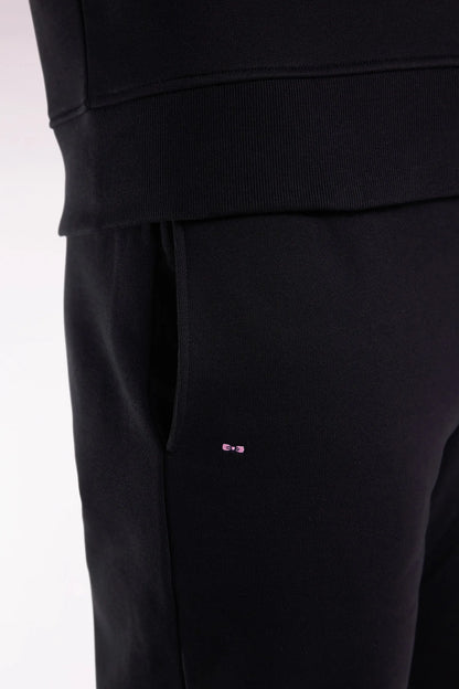 Eden Park_Black_Black Brushed Fleece Joggers with Straight Cut_H25MAIJO0002_NO_03