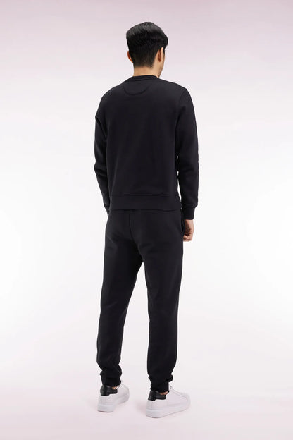 Eden Park_Black_Black Brushed Fleece Joggers with Straight Cut_H25MAIJO0002_NO_05