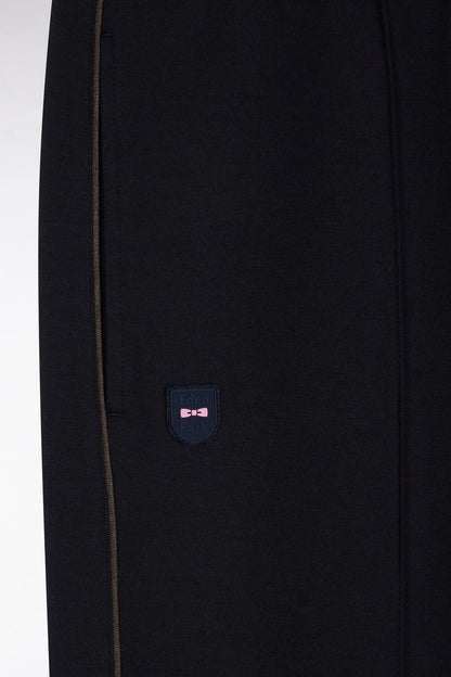 Eden Park_Blue_Navy Brushed Fleece Joggers with Piping and Straight Cut Front Pleats_H25MAIJO0013_BLF_06