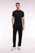 Eden Park_Black_Black Brushed Fleece Joggers with Piping and Straight Fit Front Pleats_H25MAIJO0013_NO_01