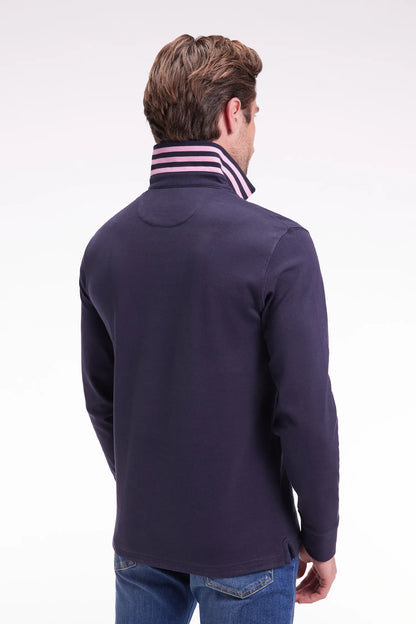 Eden Park_Blue_Long-Sleeved Jersey in Navy Jersey with Striped Collar_H25MAIML0004_BLF_05