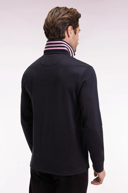 Eden Park_Black_Long-Sleeved Jersey in Black Jersey with Striped Collar_H25MAIML0004_NO_05