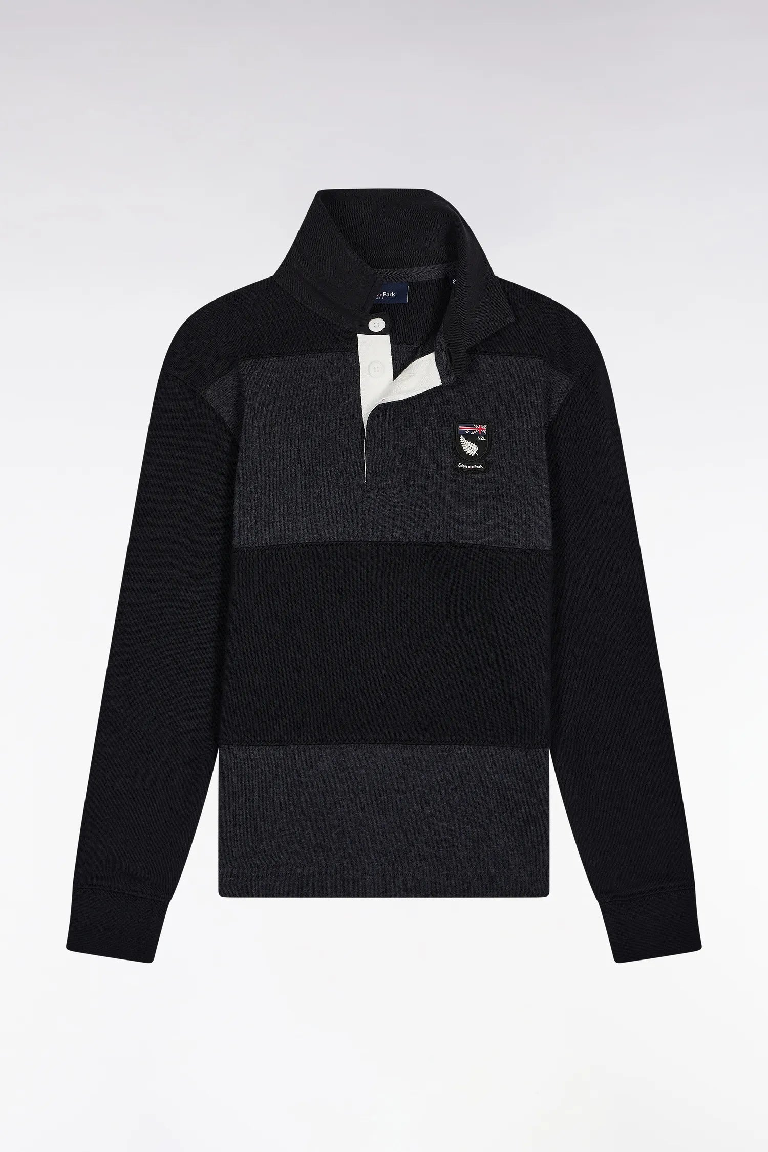 Eden Park_Black_Long Sleeve Jersey in Black and Grey Cotton Jersey New Zealand_H25MAIML0042_GRF11_01