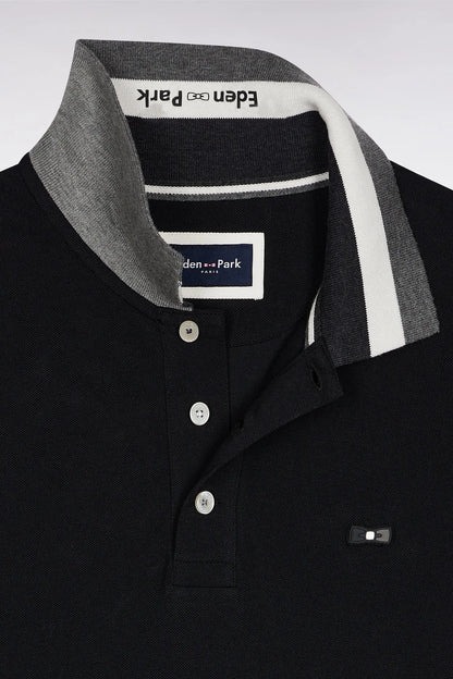 Eden Park_0_Short-Sleeved Polo Shirt in Black Cotton with Tricolour Details with a Loose Fit_H25MAIPC0025_NO_06