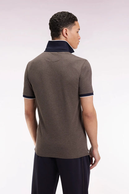 Eden Park_0_Short-Sleeved Polo Shirt in Brown Stretch Cotton PiquŽ Slim Fit_H25MAIPC0027_MAM20_05