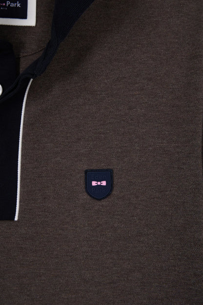 Eden Park_0_Short-Sleeved Polo Shirt in Brown Stretch Cotton PiquŽ Slim Fit_H25MAIPC0027_MAM20_06