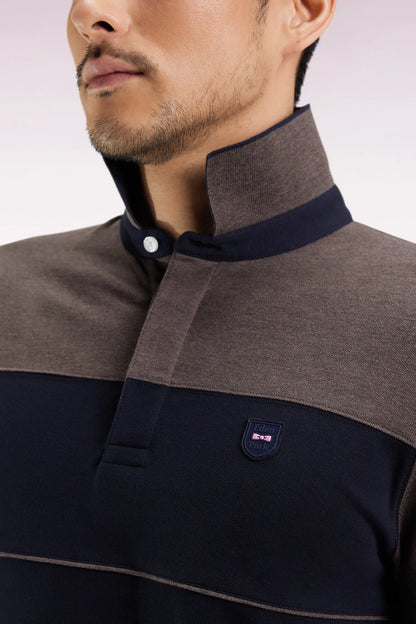 Eden Park_0_Two-Tone Short-Sleeved Polo Shirt in Navy Stretch Cotton PiquŽ Slim Fit_H25MAIPC0028_BLF_04