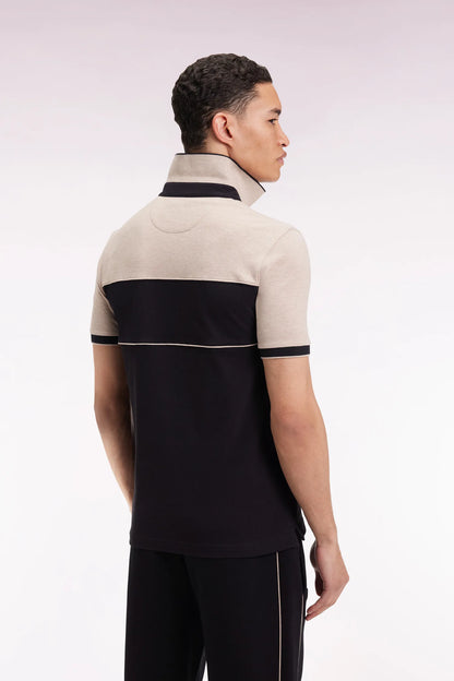 Eden Park_0_Two-Tone Short-Sleeved Polo Shirt in Black Stretch Cotton PiquŽ Slim Fit_H25MAIPC0028_NO_05