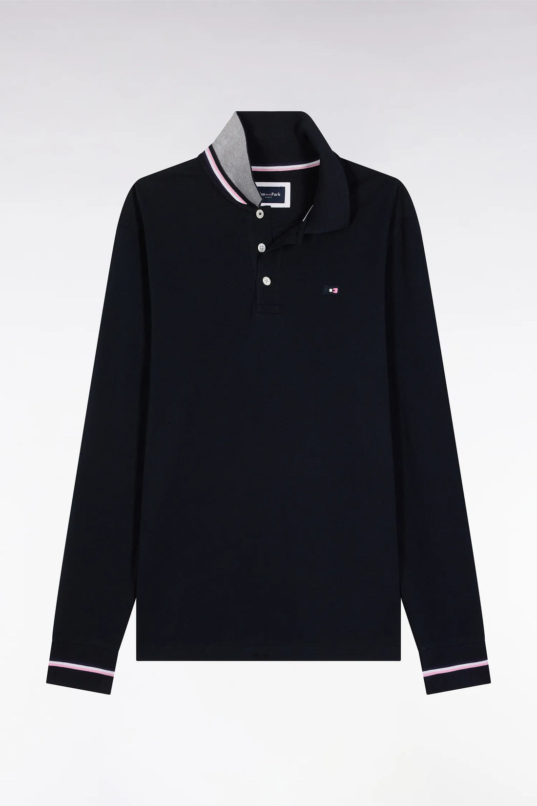 Eden Park_Blue_Relaxed Fit Navy Cotton Long-Sleeved Polo Shirt_H25MAIPL0006_BLF_02