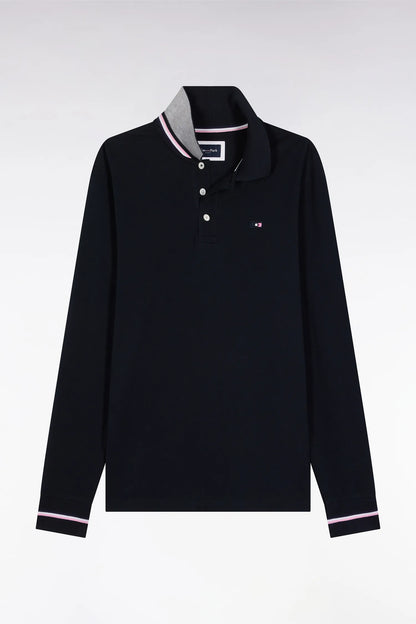 Eden Park_Blue_Relaxed Fit Navy Cotton Long-Sleeved Polo Shirt_H25MAIPL0006_BLF_02