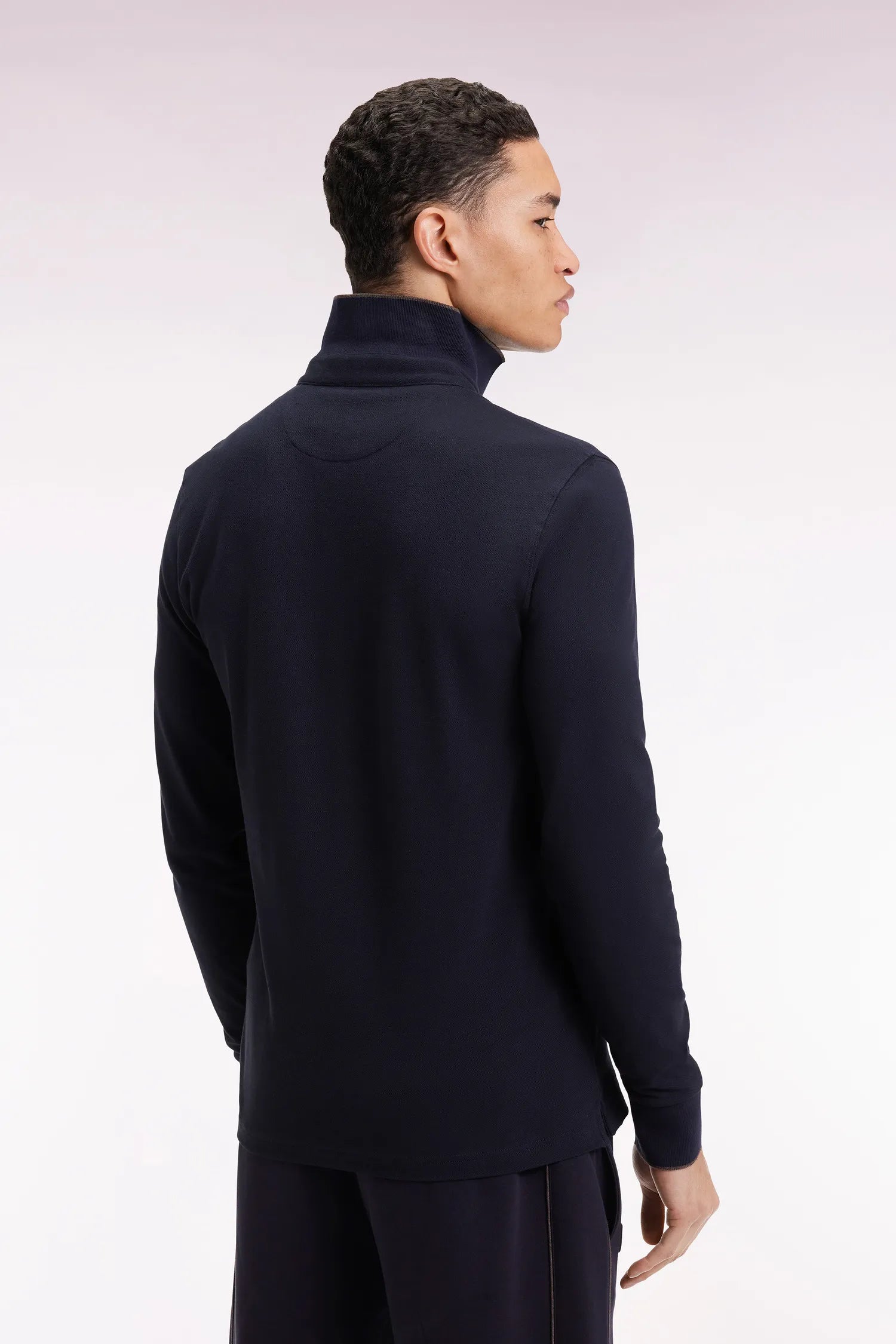 Eden Park_Blue_Long-Sleeved Polo Shirt in Navy Cotton Stretch with Slim Fit_H25MAIPL0008_BLF_05