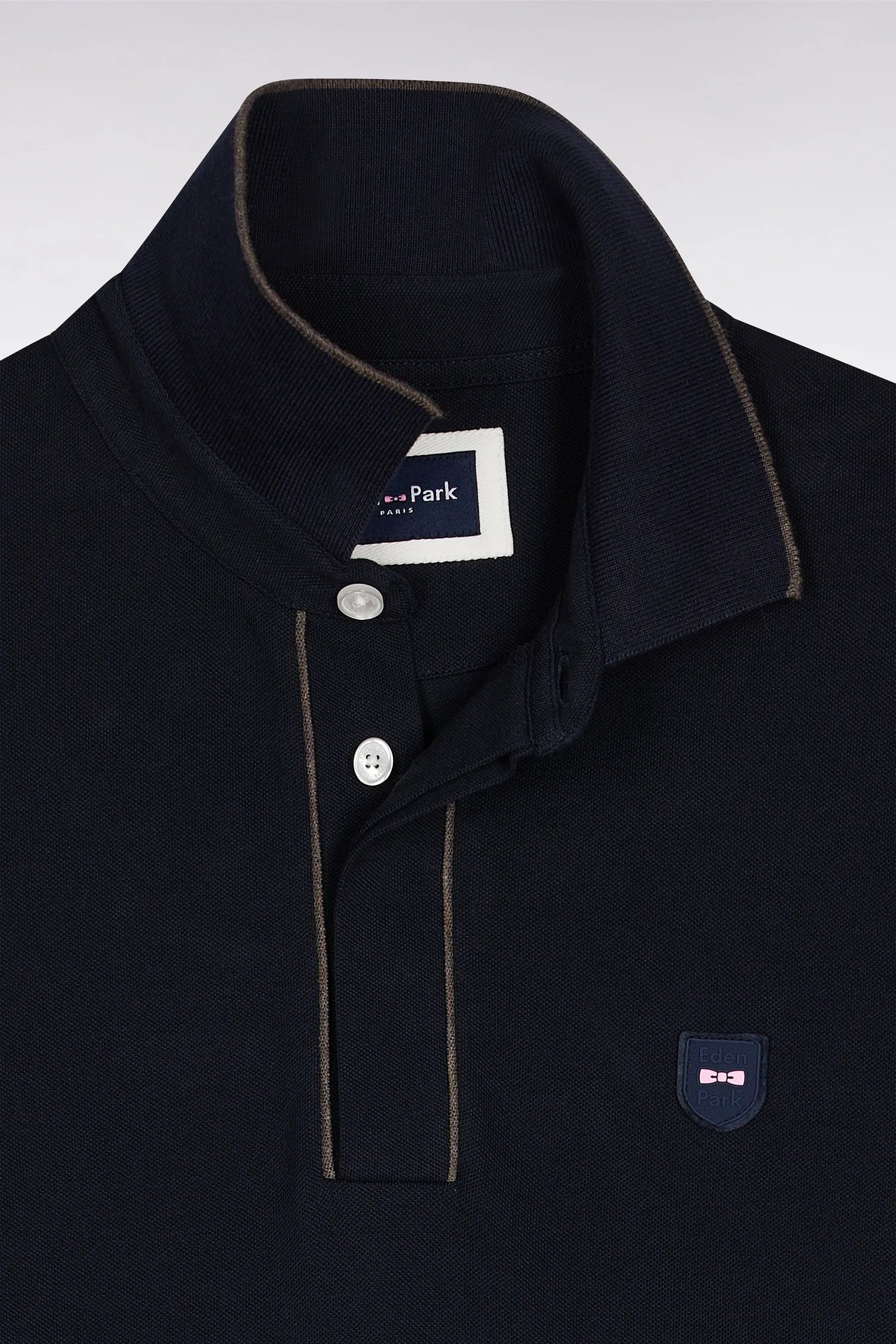 Eden Park_Blue_Long-Sleeved Polo Shirt in Navy Cotton Stretch with Slim Fit_H25MAIPL0008_BLF_06