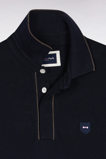 Eden Park_Blue_Long-Sleeved Polo Shirt in Navy Cotton Stretch with Slim Fit_H25MAIPL0008_BLF_06