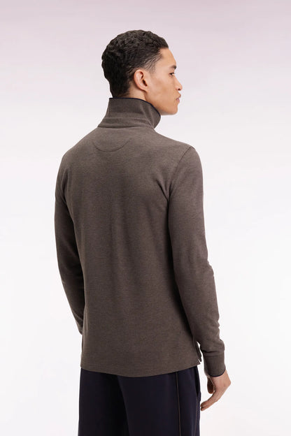 Eden Park_Brown_Long-Sleeved Polo Shirt in Brown Stretch Cotton with Slim Fit_H25MAIPL0008_MAM20_05