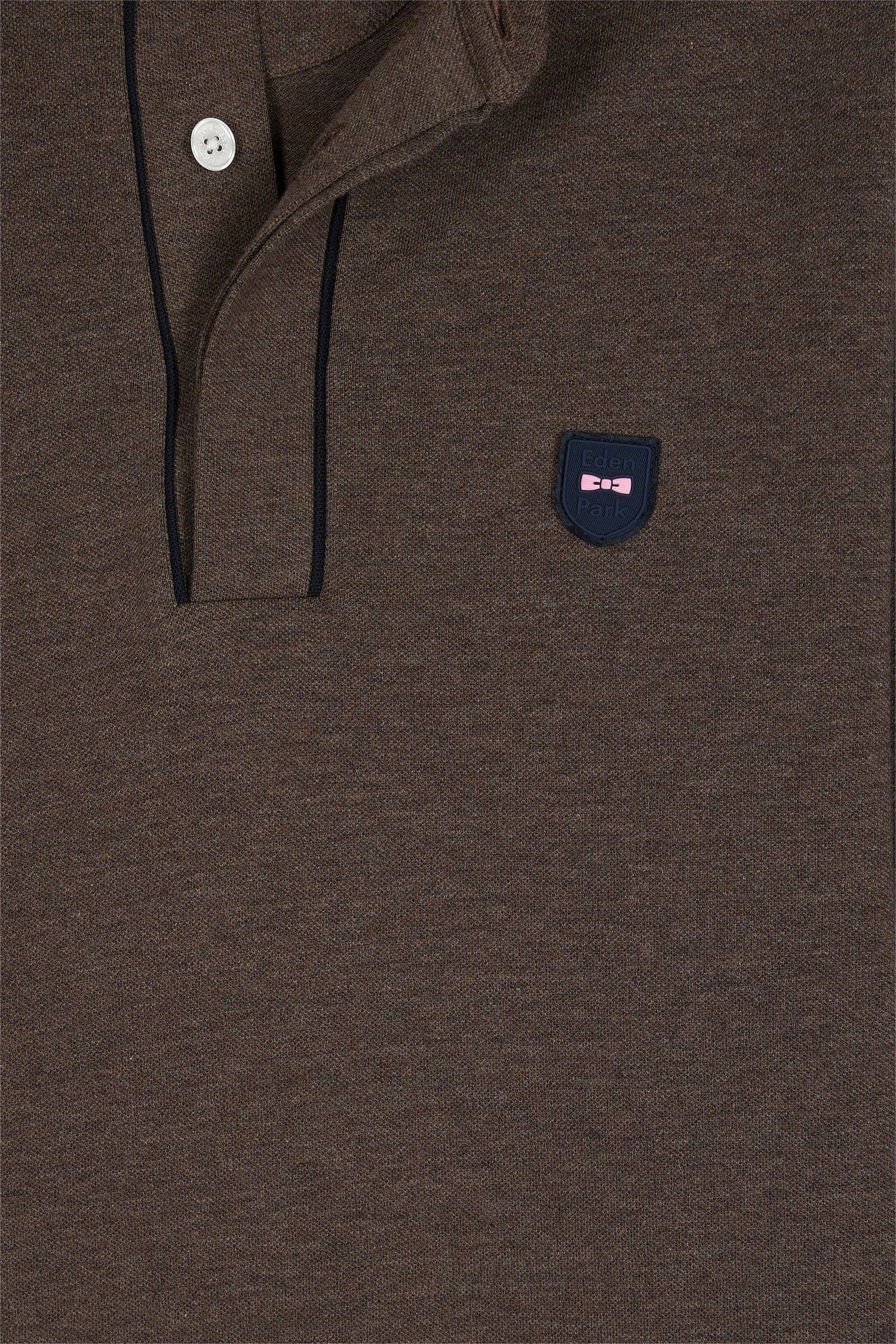 Eden Park_Brown_Long-Sleeved Polo Shirt in Brown Stretch Cotton with Slim Fit_H25MAIPL0008_MAM20_06