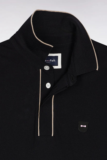 Eden Park_0_Long-Sleeved Polo Shirt in Black Stretch Cotton with Slim Fit_H25MAIPL0008_NO_06
