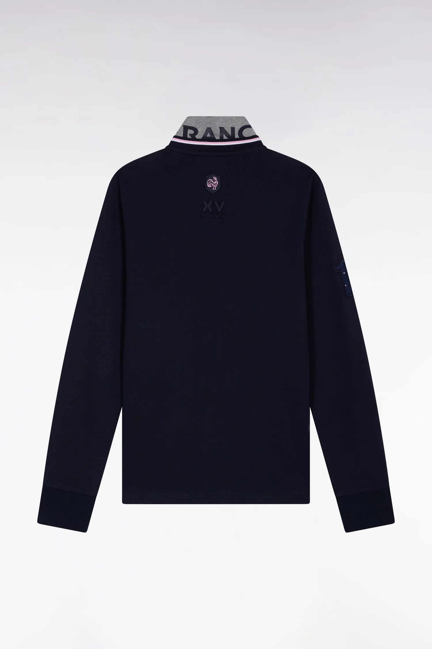 Eden Park_0_Straight-Cut Embroidered Navy Cotton Long-Sleeved Polo Shirt_H25MAIPL0011_BLF_02