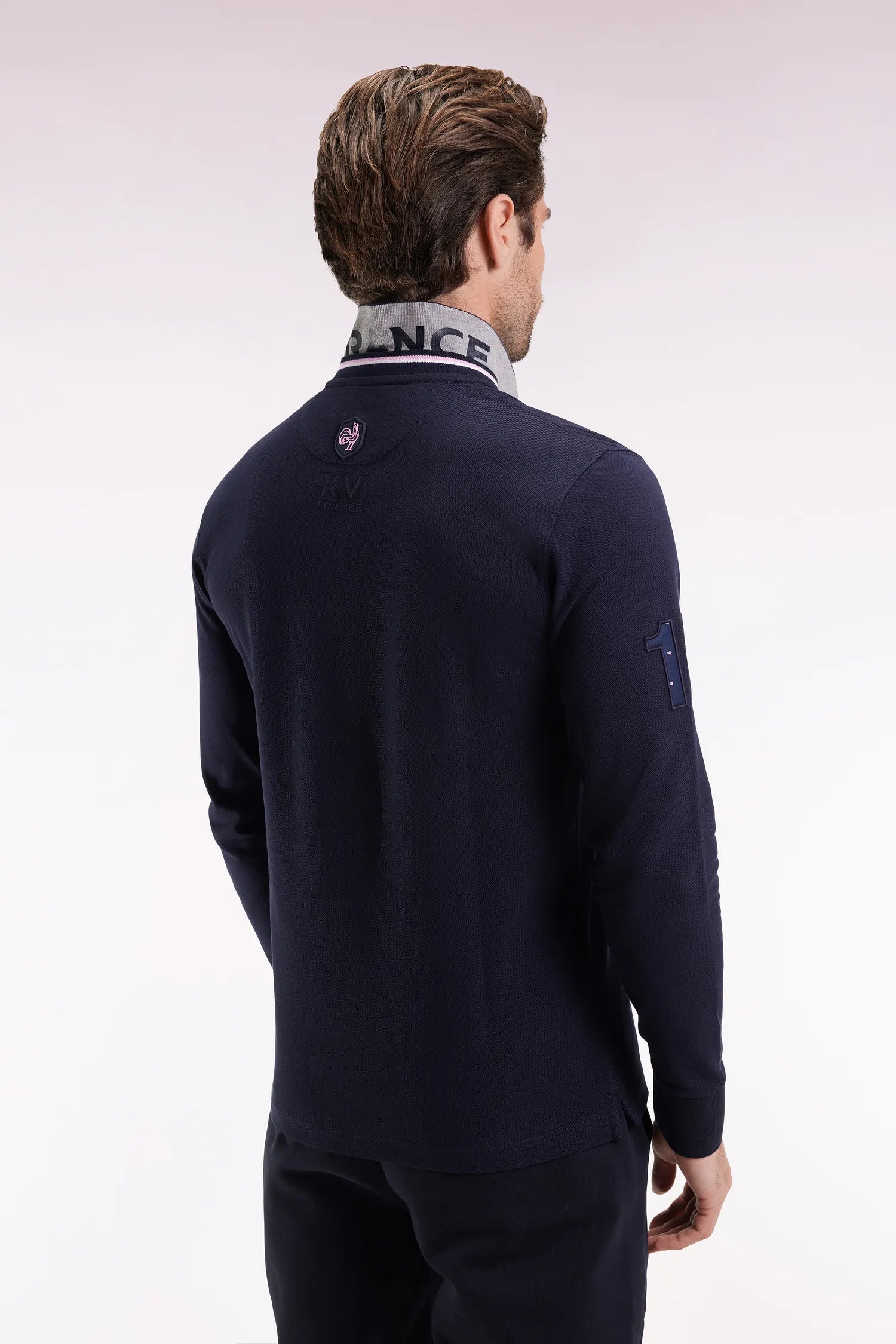 Eden Park_0_Straight-Cut Embroidered Navy Cotton Long-Sleeved Polo Shirt_H25MAIPL0011_BLF_05