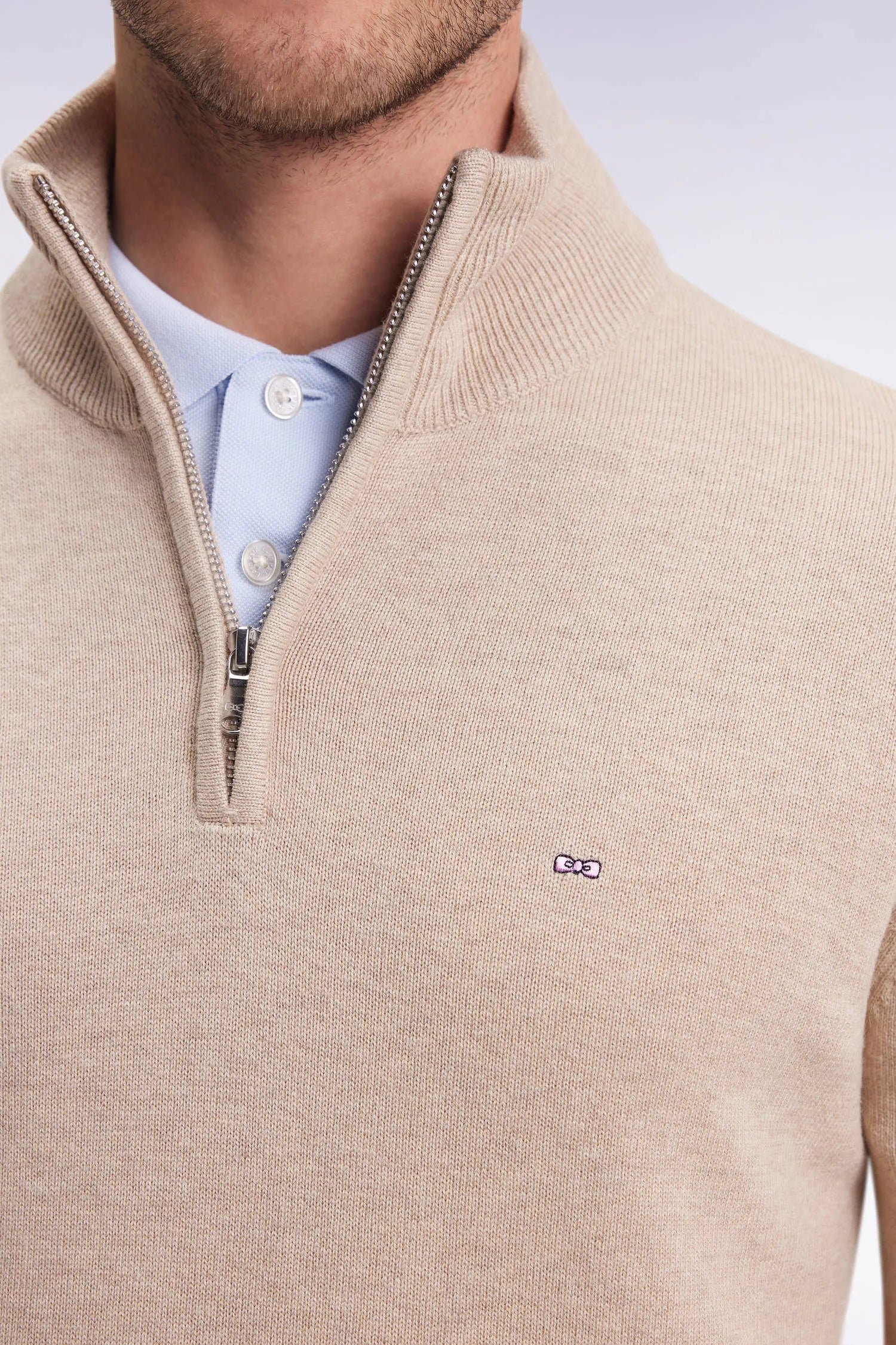 Eden Park_Beige_Trucker Collar Sweater in Beige Wool and Cotton_H25MAIPU0002_BEM25_03