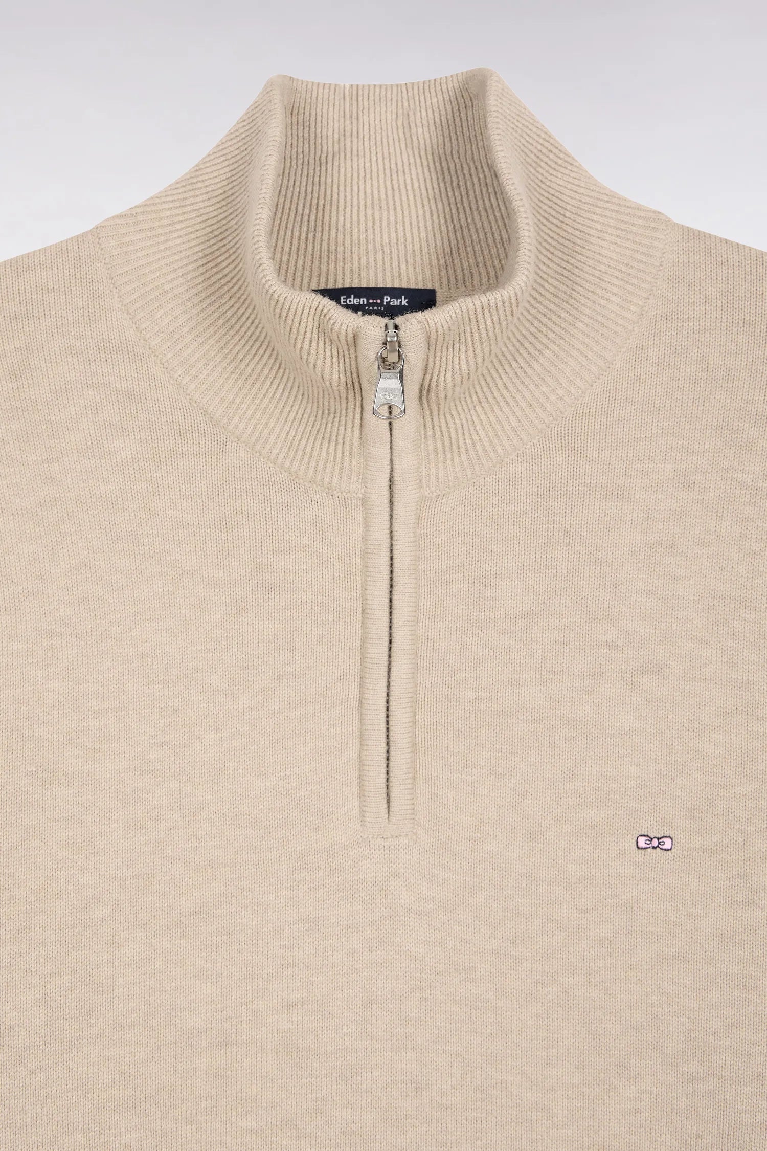 Eden Park_Beige_Trucker Collar Sweater in Beige Wool and Cotton_H25MAIPU0002_BEM25_06