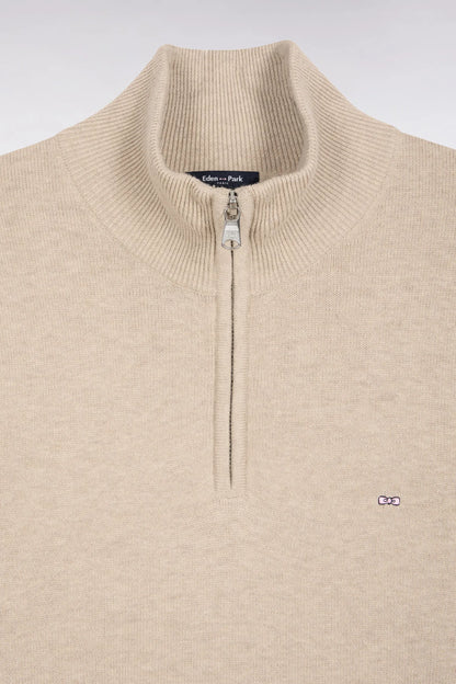 Eden Park_Beige_Trucker Collar Sweater in Beige Wool and Cotton_H25MAIPU0002_BEM25_06