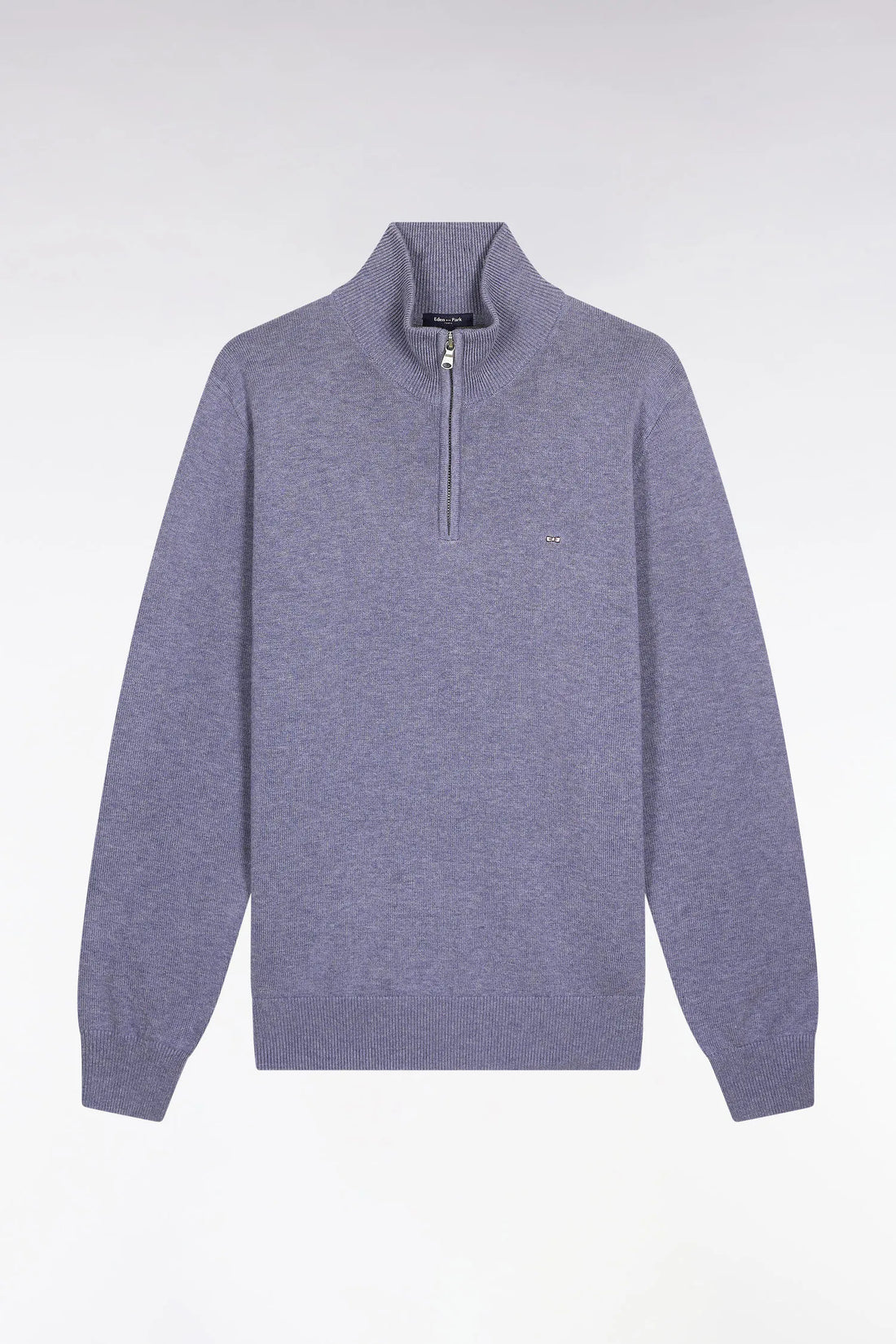 Eden Park_Blue_Trucker Collar Sweater in Wool and Cotton Blue Grey_H25MAIPU0002_BLC17_02