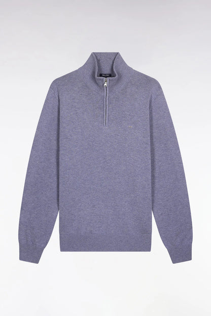 Eden Park_Blue_Trucker Collar Sweater in Wool and Cotton Blue Grey_H25MAIPU0002_BLC17_02