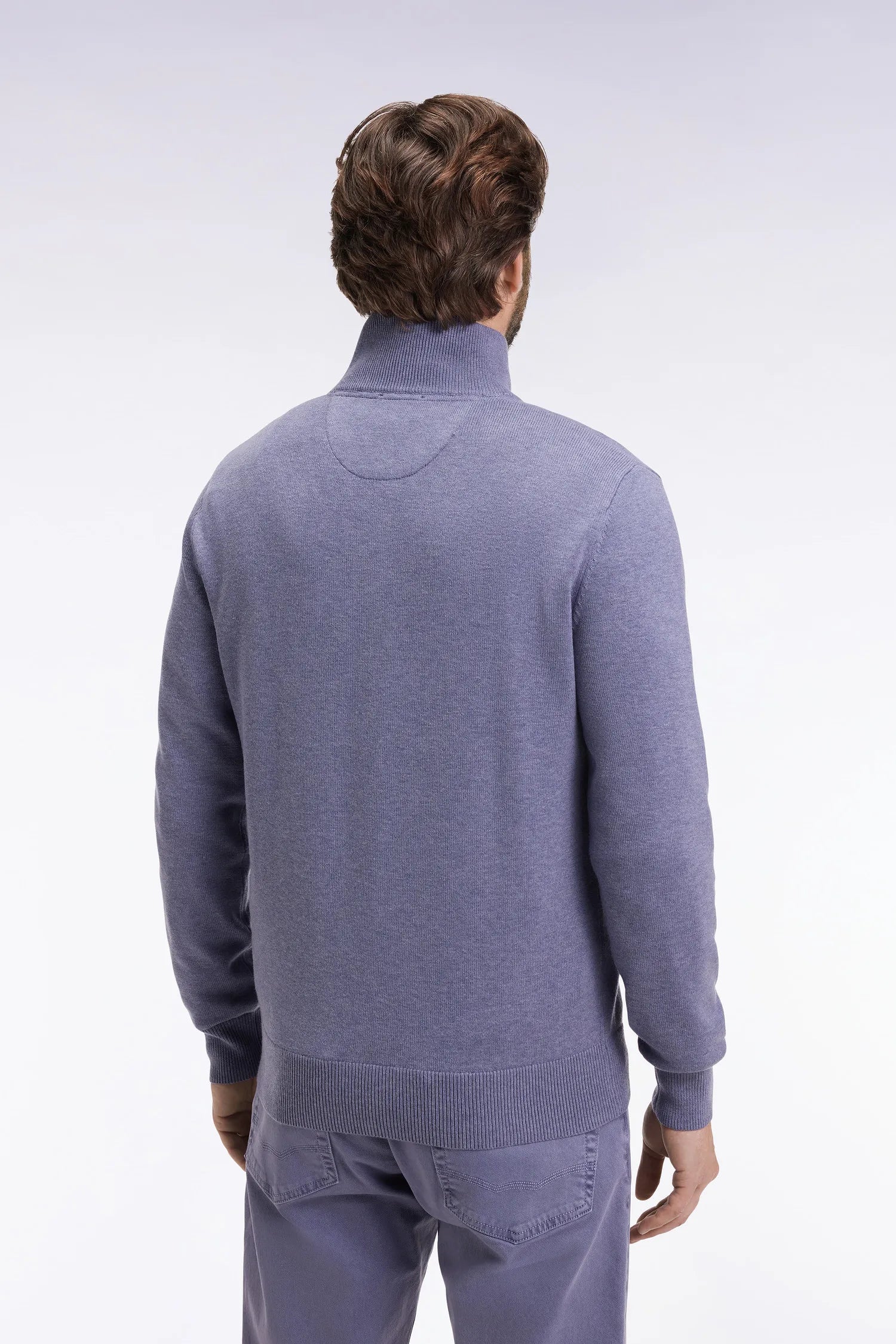 Eden Park_Blue_Trucker Collar Sweater in Wool and Cotton Blue Grey_H25MAIPU0002_BLC17_05